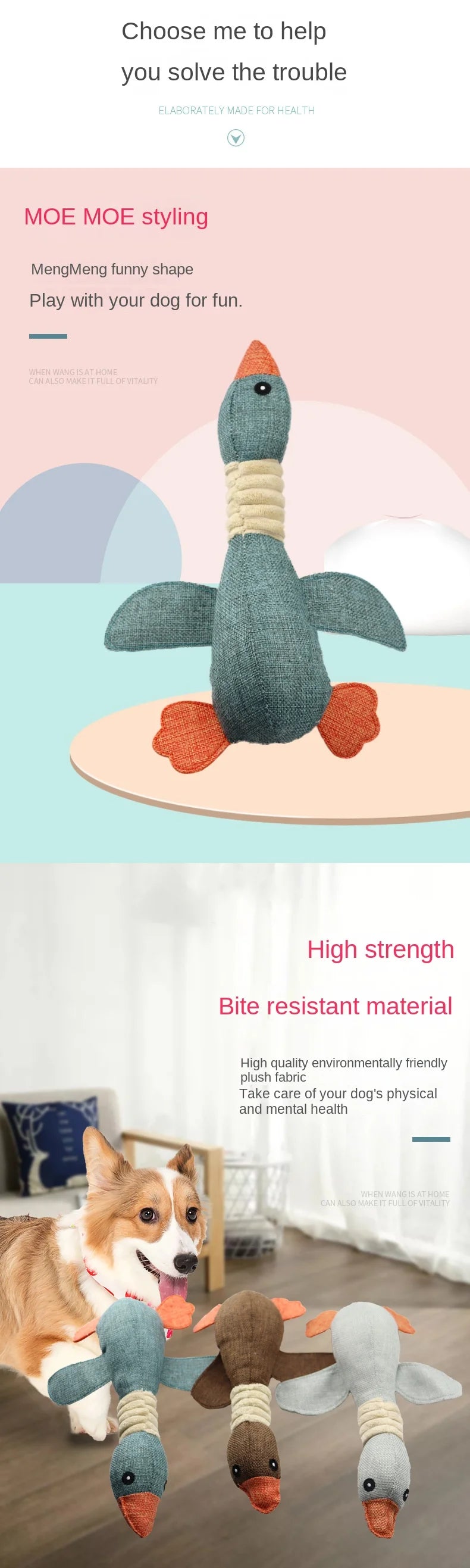 Durable Squeaky Goose Toy for Dogs